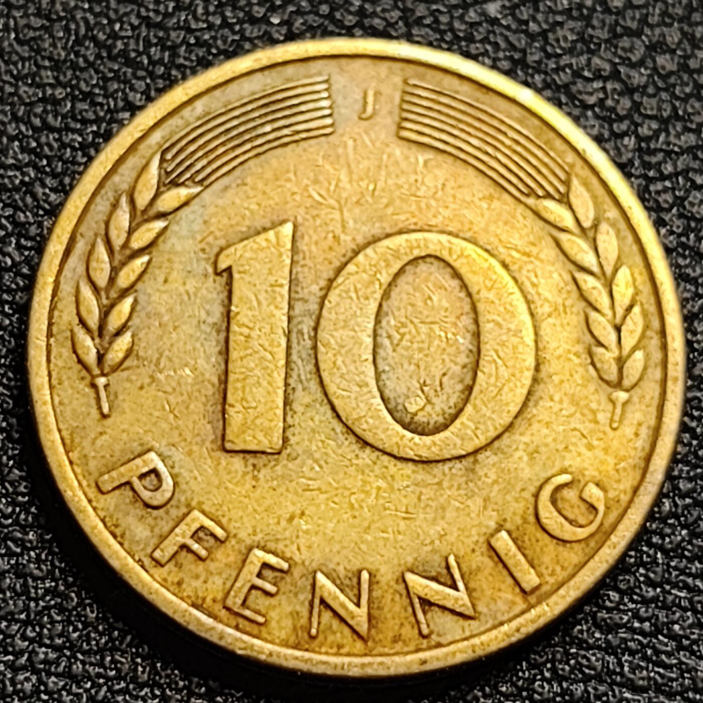 泉币菌-第93场-精品福利场（满包邮条件，下周一发货） 早期 联邦德国1950年 10芬尼硬币 橡树麦穗  银行版 21.5mm