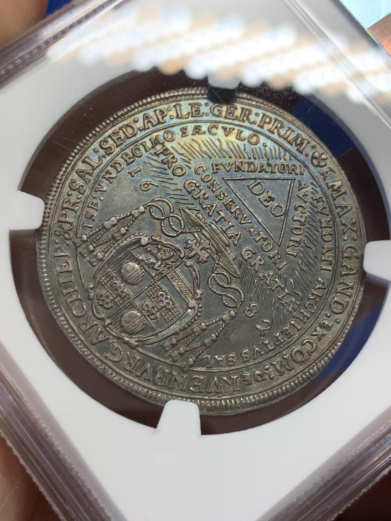 《竞宝斋》第411场 周日，周一，周二，3场连拍 （全场包邮） 冠军分 NGC MS63 1682 奥地利萨尔茨堡教区1100周年半泰勒 单年版