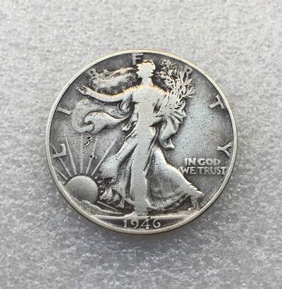 世界钱币专场拍卖 - 1946年美国行走女神半美元流通银币 12.5克 90%银