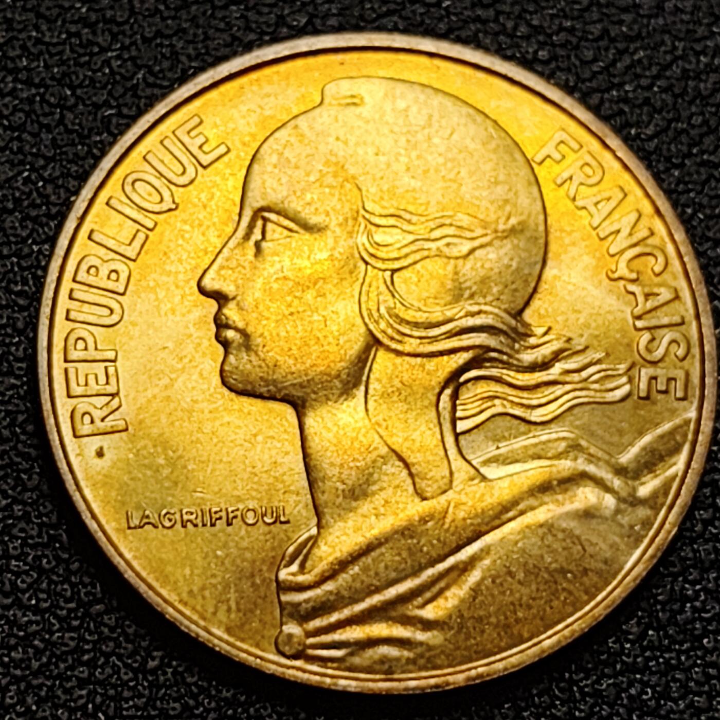 泉币菌-第93场-精品福利场（满包邮条件，下周一发货） 原铜光极美品 法国1972年20生丁铜币 玛丽安娜 入欧前末版 绝版