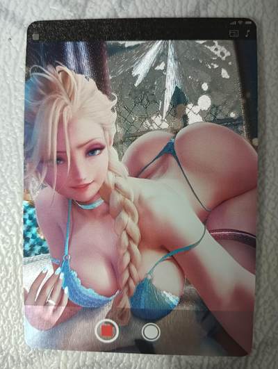 花开卡拍第35期（8月24号周日截拍，品控勿拍!!!拍品不寄存，运费5元，自制卡难免瑕疵，可能存在轻微撞角爆边等出厂瑕疵，品控介意勿拍！） - 艺术卡 五月 艾莎公主 粗闪单卡 卡背艺术版