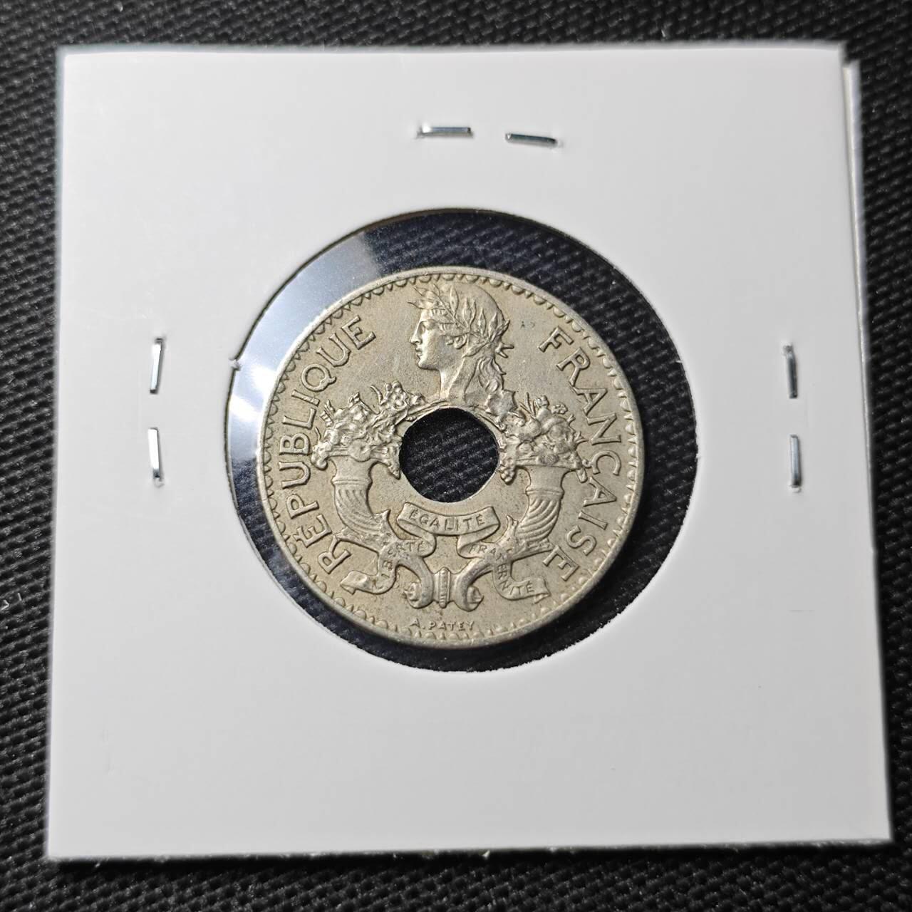 KK钱币收藏小铺 第328期 2月预留时间 周末发货  1938法属印支5分镍币 深打状态