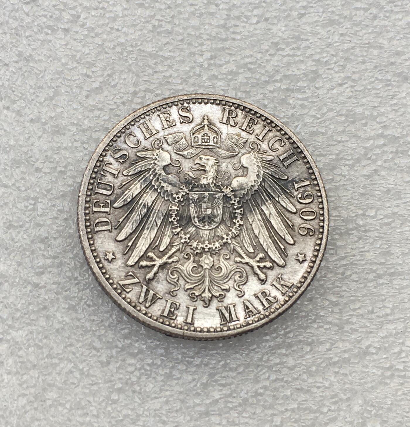 世界钱币专场拍卖 1906年德国巴登大公金婚50周年2马克银币