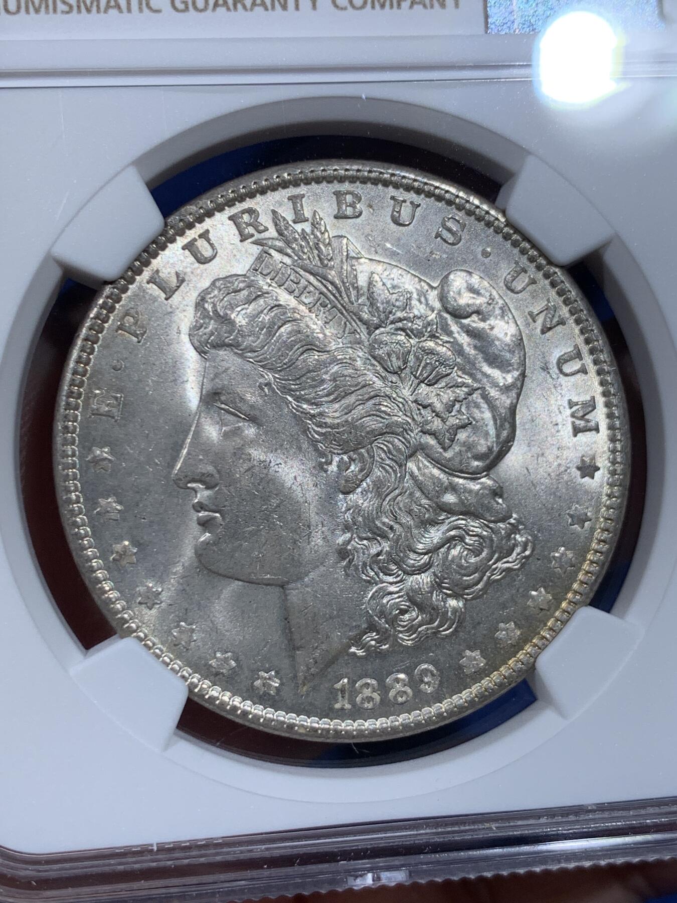 《竞宝斋》第411场 周日，周一，周二，3场连拍 （全场包邮） NGC MS64 美国 1889 摩根 一美元 银币 卷拆品 上n日常低评