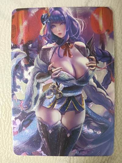花开卡拍第35期（8月24号周日截拍，品控勿拍!!!拍品不寄存，运费5元，自制卡难免瑕疵，可能存在轻微撞角爆边等出厂瑕疵，品控介意勿拍！） - 五月 原神雷电将军 粗闪单卡