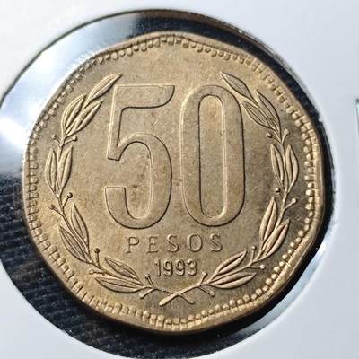 KK钱币收藏小铺 第328期 2月预留时间 周末发货 -  1993智利50比索 好品