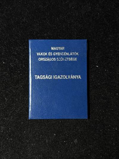 戎马世界章牌大赏第103期 - 匈牙利盲人及弱视者全国协会会员证，持证人为1910年生于Szelevény的盲人女性 Szolnoki Lujza，载明母亲 Szabó Julianna、居住地德布勒森 Széchenyi 街18号，编号13250，内附黑白证件照并加盖协会印章。