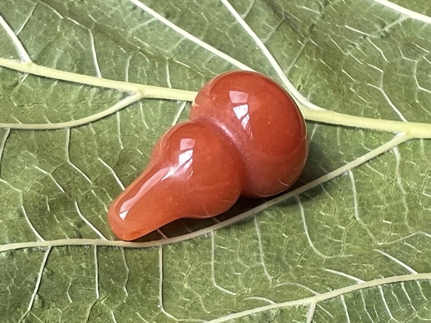 零元拍：漂亮的南红玛瑙葫芦，纯手工，尺寸约：大肚 14，小肚 10，高 23，4.3克，因为拍照环境以及光线的变化，颜色以实物为准。拍到就送一斤（只多不少）南红鱼缸石