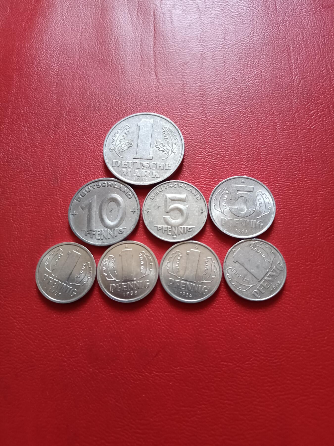 【云涧收藏】第五十六场 东德7枚，含早期双排字1马克，E标5芬尼