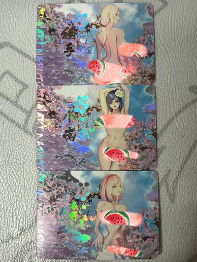 花开卡拍第35期（8月24号周日截拍，品控勿拍!!!拍品不寄存，运费5元，自制卡难免瑕疵，可能存在轻微撞角爆边等出厂瑕疵，品控介意勿拍！） - 玩卡秀茉莉 樱花火影艺术版 纲手 小樱 小南 一套3张