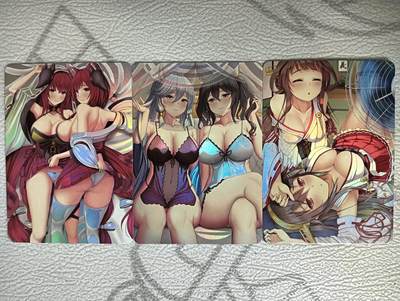 花开卡拍第35期（8月24号周日截拍，品控勿拍!!!拍品不寄存，运费5元，自制卡难免瑕疵，可能存在轻微撞角爆边等出厂瑕疵，品控介意勿拍！） - 双人美女 小套3张 彩闪