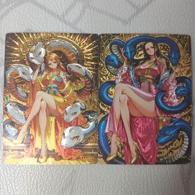 花开卡拍第35期（8月24号周日截拍，品控勿拍!!!拍品不寄存，运费5元，自制卡难免瑕疵，可能存在轻微撞角爆边等出厂瑕疵，品控介意勿拍！） - 奇点卡牌 海贼王 娜美 罗宾 粗闪1对