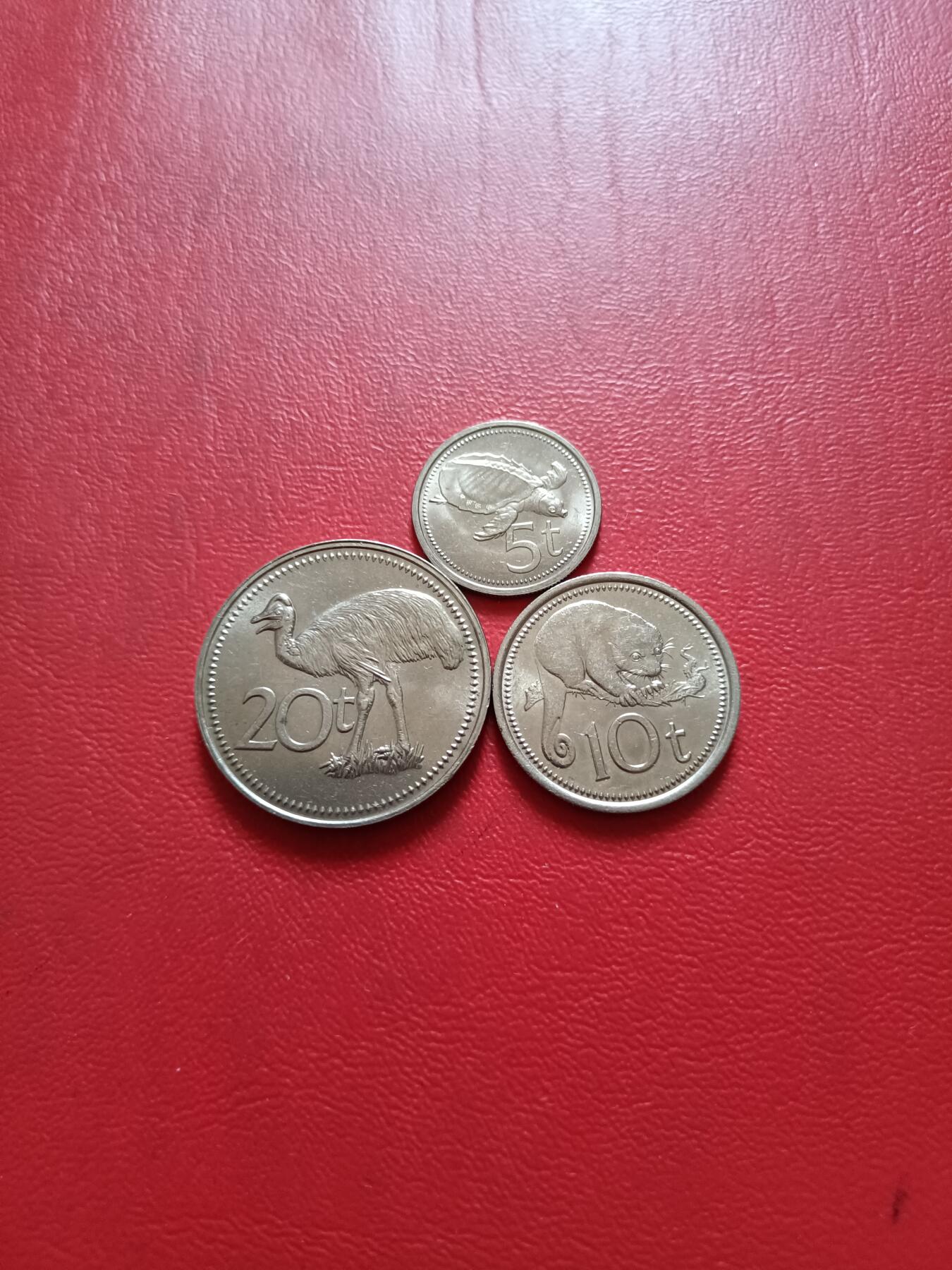 【云涧收藏】第五十六场 巴布亚新几内亚1975年5、10、20托伊3枚，UNC