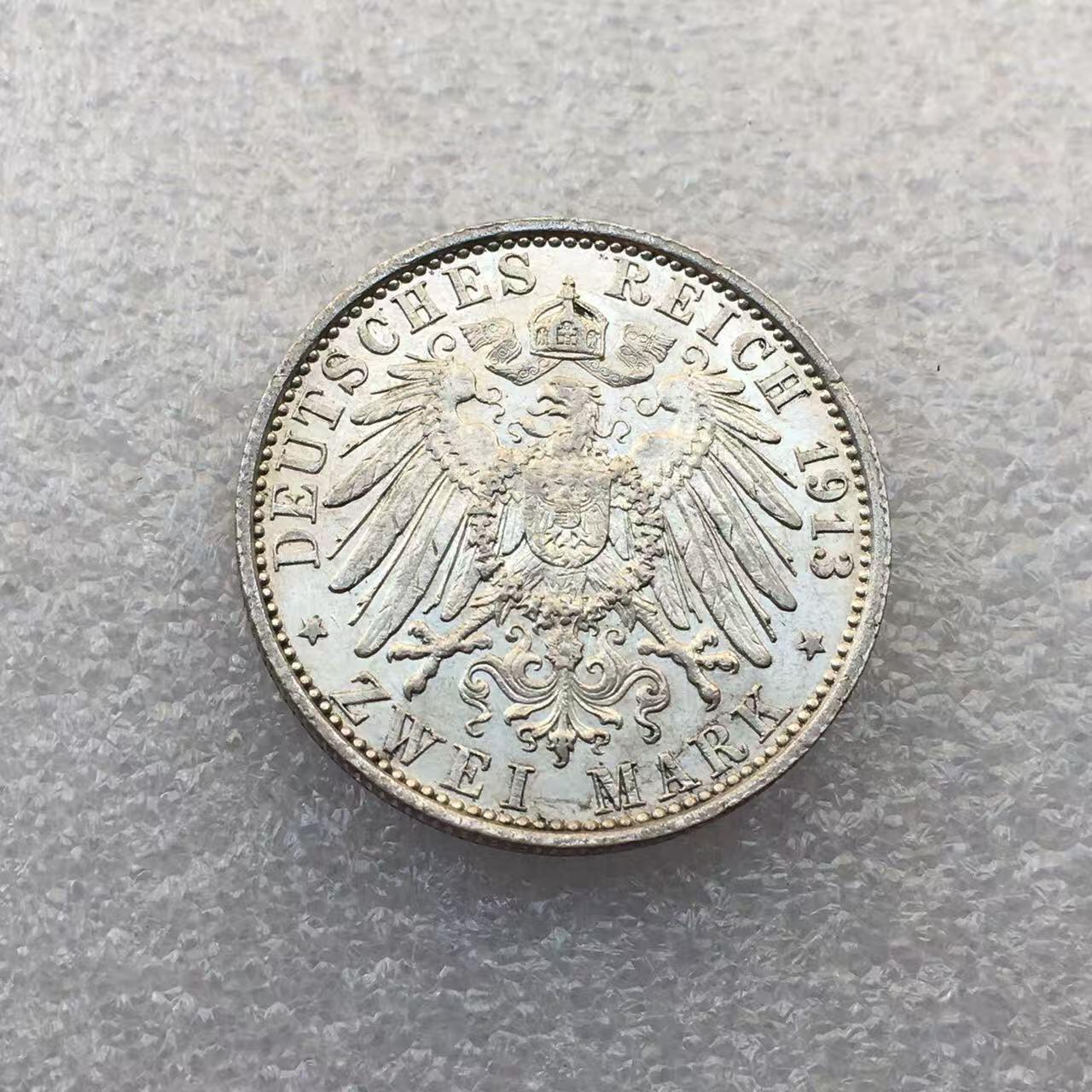 世界钱币专场拍卖 1913年德国普鲁士国王威廉二世戎装花枝登基3马克银币