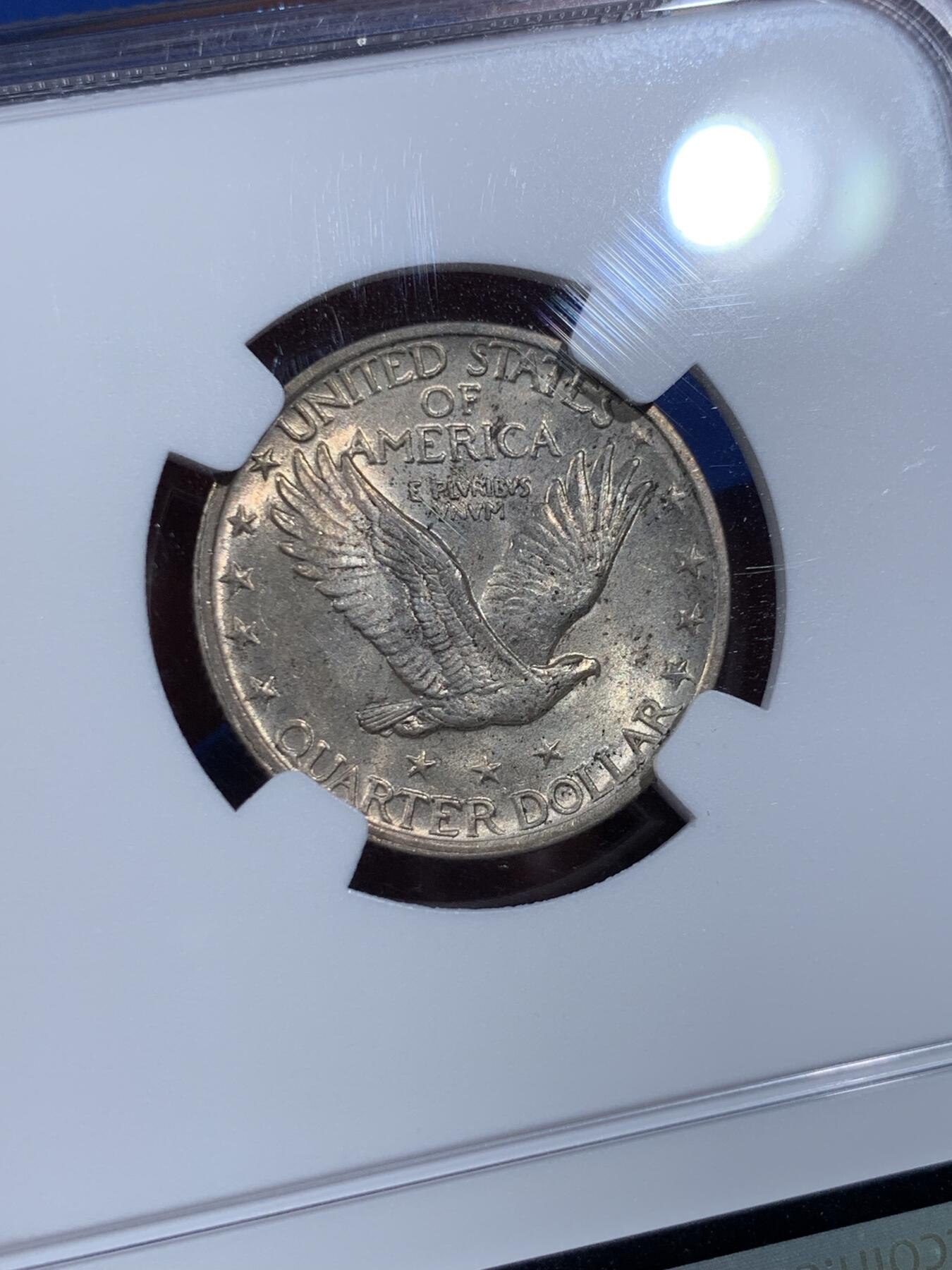 《竞宝斋》第411场 周日，周一，周二，3场连拍 （全场包邮） NGC MS63 美国 1920年 25美分 经典站姿女神设计 黄油包浆 美系玩家不可或缺的品种