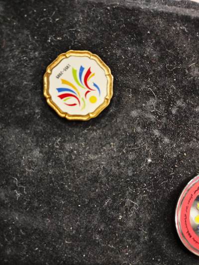 新时代收藏徽章红藏拍卖(第二十四场)  限时回归徽章杂项大合集拍场 新疆维吾尔自治区成立50周年纪念章 发给当时的干部 量很少 带编号 204号 一套不缺章