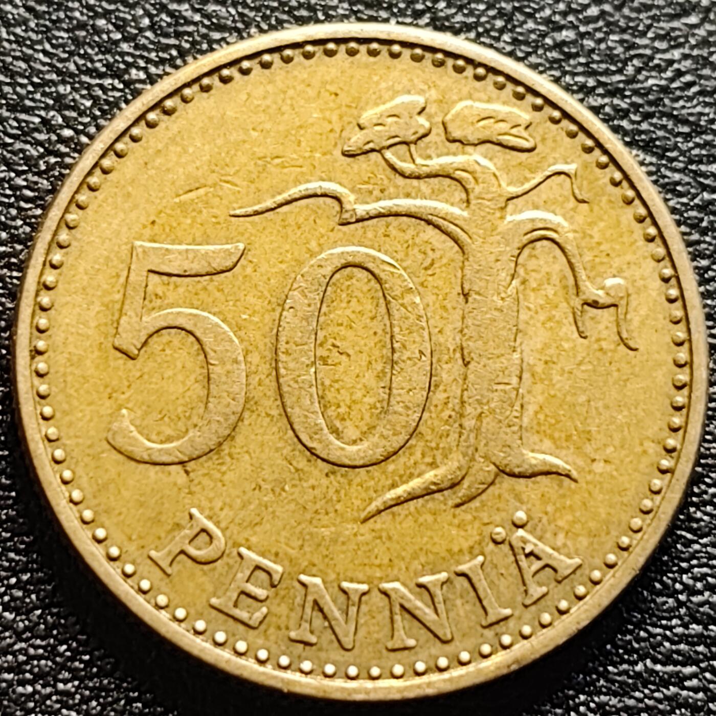 泉币菌-第95场-散币乐园场（满包邮条件，下周一发货） 1973年 芬兰50芬尼铜币 持剑狮子 25mm