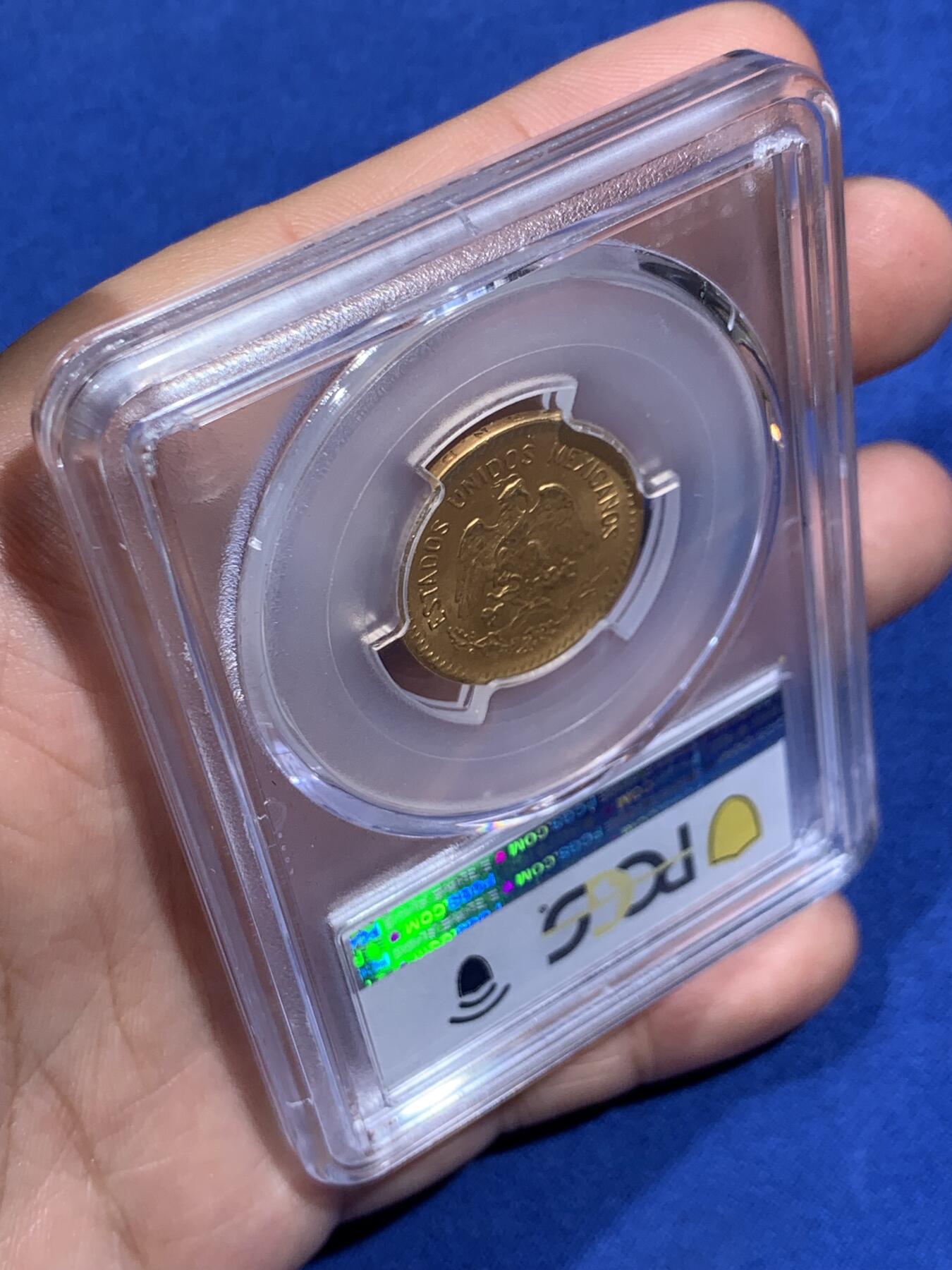 《竞宝斋》第411场 周日，周一，周二，3场连拍 （全场包邮） PCGS MS63 墨西哥1906年10比索金币 900金 重8.3克 原铸少见品种 背面支撑小磕 细节见图