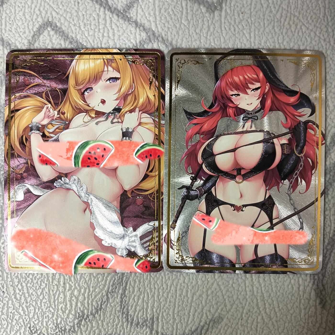 花开卡拍第35期（8月24号周日截拍，品控勿拍!!!拍品不寄存，运费5元，自制卡难免瑕疵，可能存在轻微撞角爆边等出厂瑕疵，品控介意勿拍！） 玩卡秀茉莉 女仆x修女 清凉二次元美少女 粗闪一对