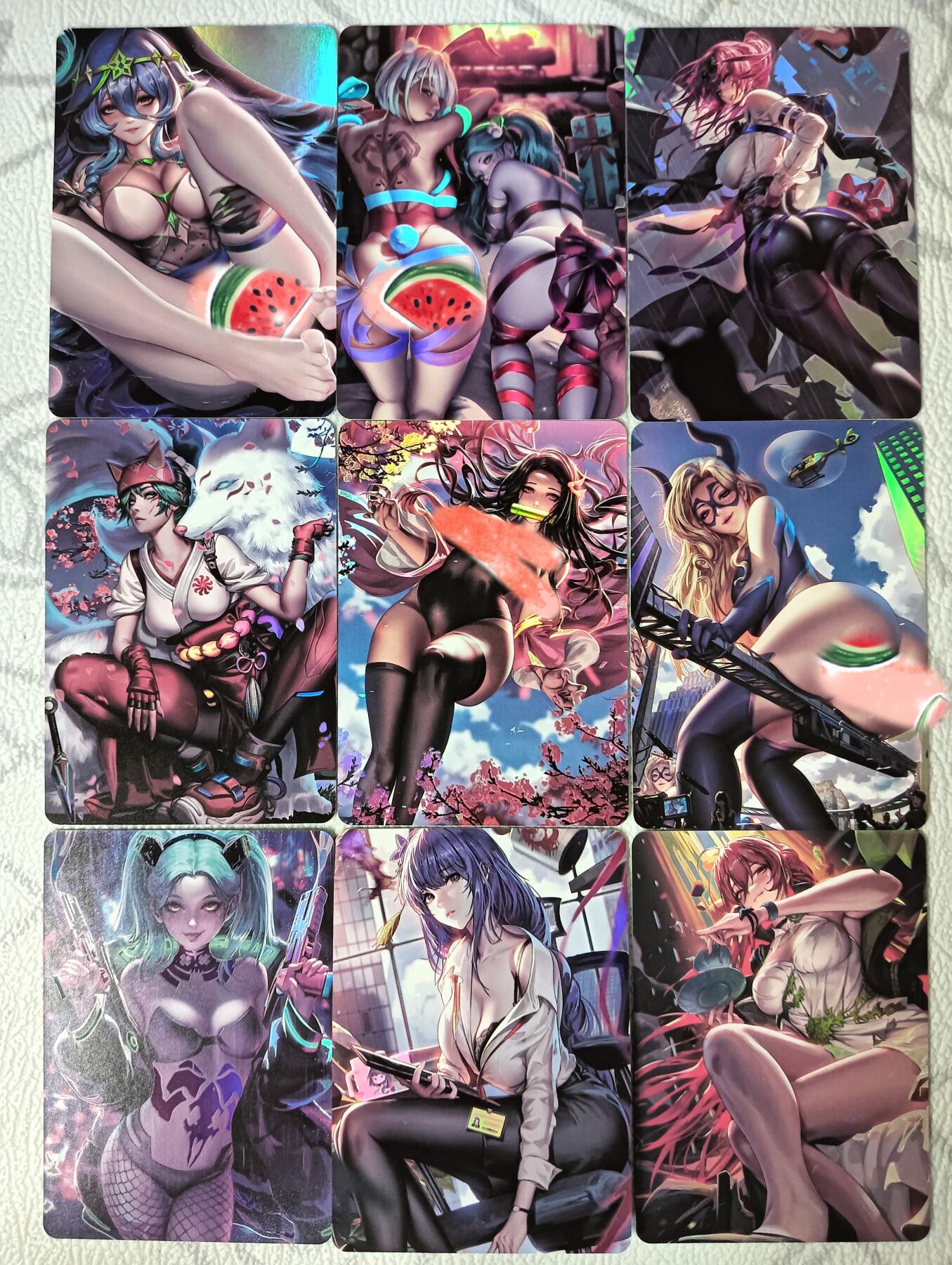 花开卡拍第35期（8月24号周日截拍，品控勿拍!!!拍品不寄存，运费5元，自制卡难免瑕疵，可能存在轻微撞角爆边等出厂瑕疵，品控介意勿拍！） 绘天阁 动漫acg精选 套卡9张