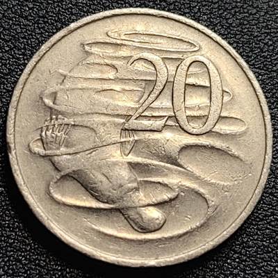 泉币菌-第93场-精品福利场（满包邮条件，下周一发货） - 1977年英属澳大利亚20分 伊丽莎白女王  鸭嘴兽  28.5mm