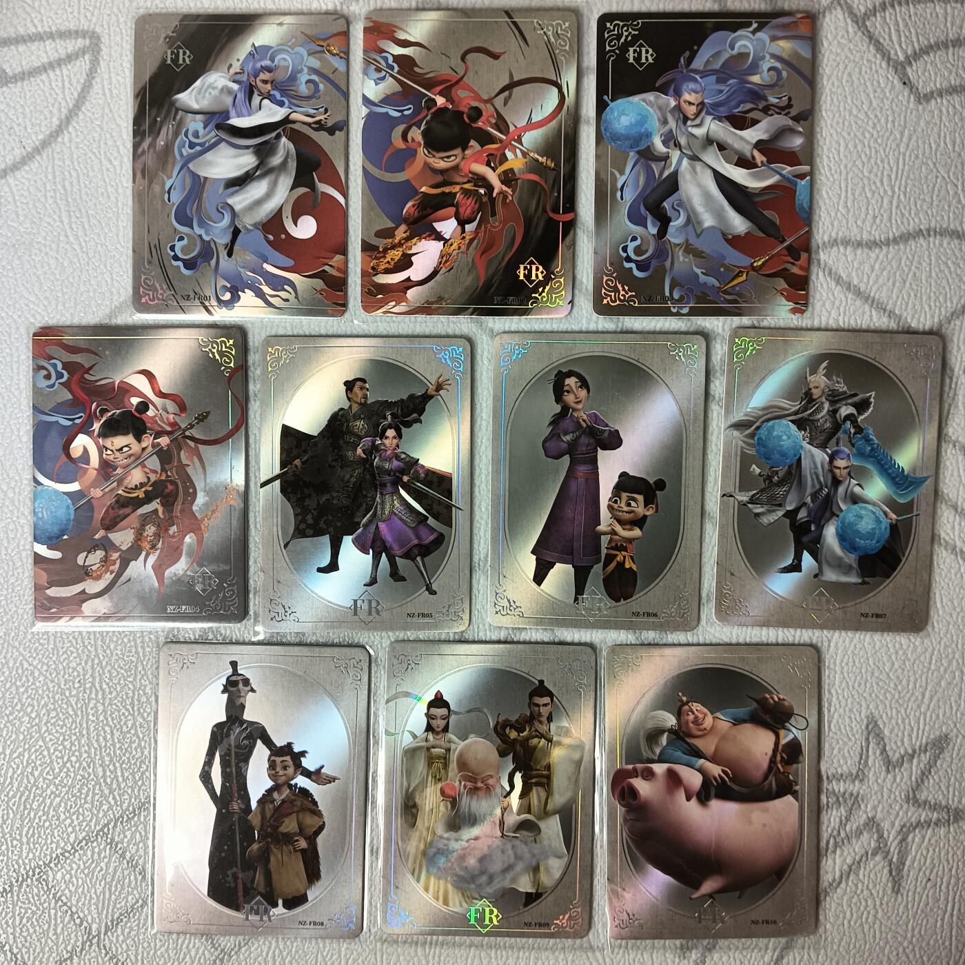 花开卡拍第35期（8月24号周日截拍，品控勿拍!!!拍品不寄存，运费5元，自制卡难免瑕疵，可能存在轻微撞角爆边等出厂瑕疵，品控介意勿拍！） 集卡社 哪吒FR卡 1套10张
