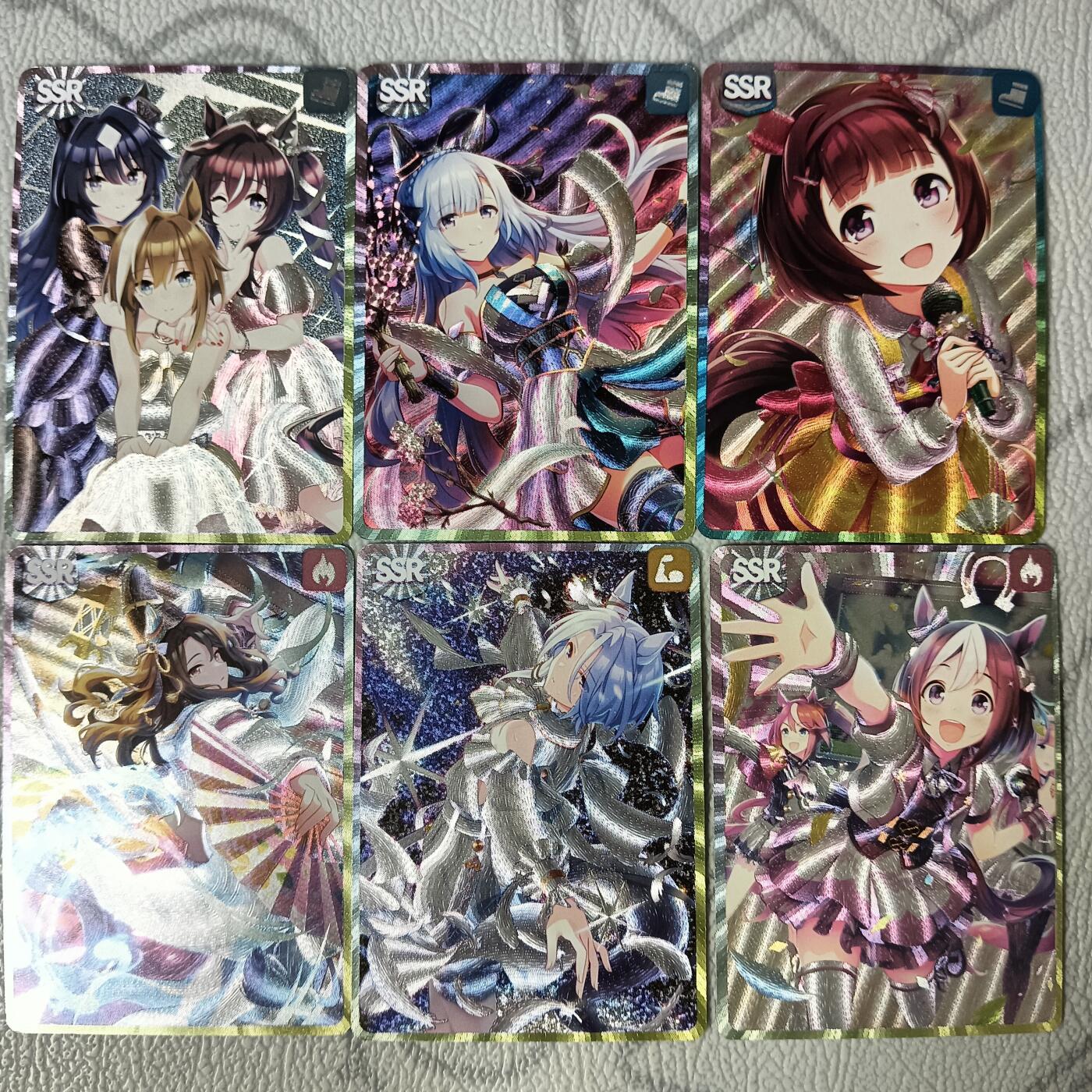 花开卡拍第35期（8月24号周日截拍，品控勿拍!!!拍品不寄存，运费5元，自制卡难免瑕疵，可能存在轻微撞角爆边等出厂瑕疵，品控介意勿拍！） 五月卡牌 赛马娘 东海帝王 一套6张粗闪 抠图十分细致