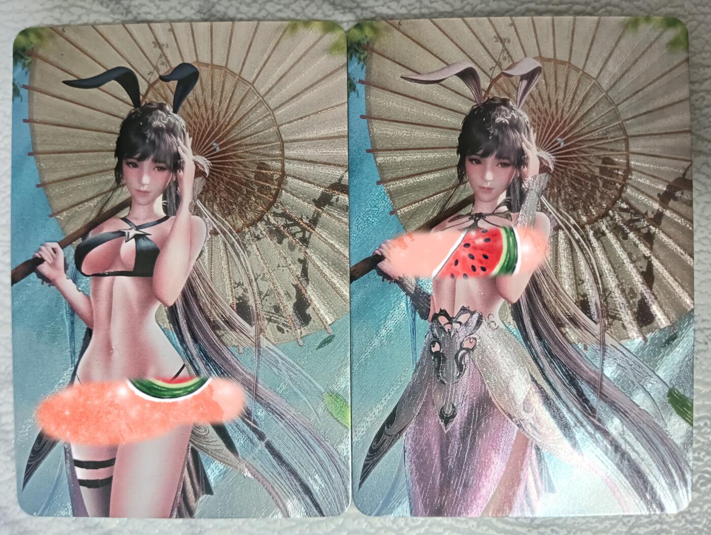 花开卡拍第35期（8月24号周日截拍，品控勿拍!!!拍品不寄存，运费5元，自制卡难免瑕疵，可能存在轻微撞角爆边等出厂瑕疵，品控介意勿拍！） 裁缝卡牌 绝版艺术版 斗罗大陆 小舞 渐变粗闪1对