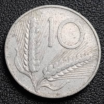 泉币菌-第95场-散币乐园场（满包邮条件，下周一发货） - 1952年 意大利10里拉铝币 麦穗古犁 23.2mm