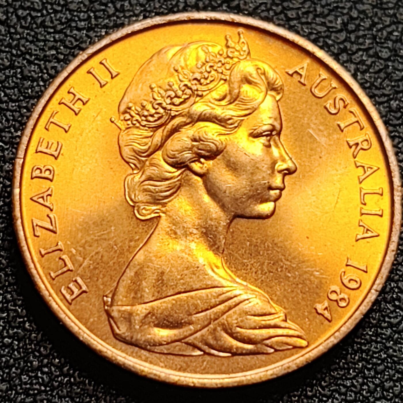 泉币菌-第93场-精品福利场（满包邮条件，下周一发货） 近未流通 美品 1984年 英属澳大利亚2分铜币 伞蜥蜴斗篷蜥 21.5mm