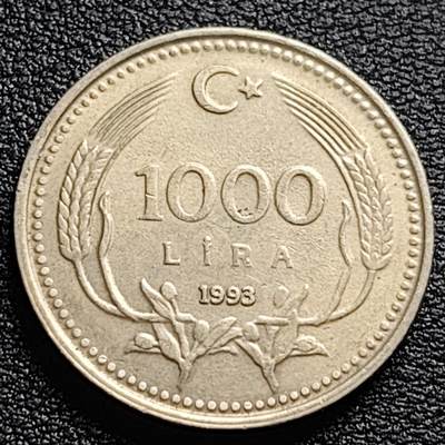 泉币菌-第94场-散币乐园场（满包邮条件，下周一发货） - 1993年 土耳其1000里拉 镍币25.5mm 凯末尔总统