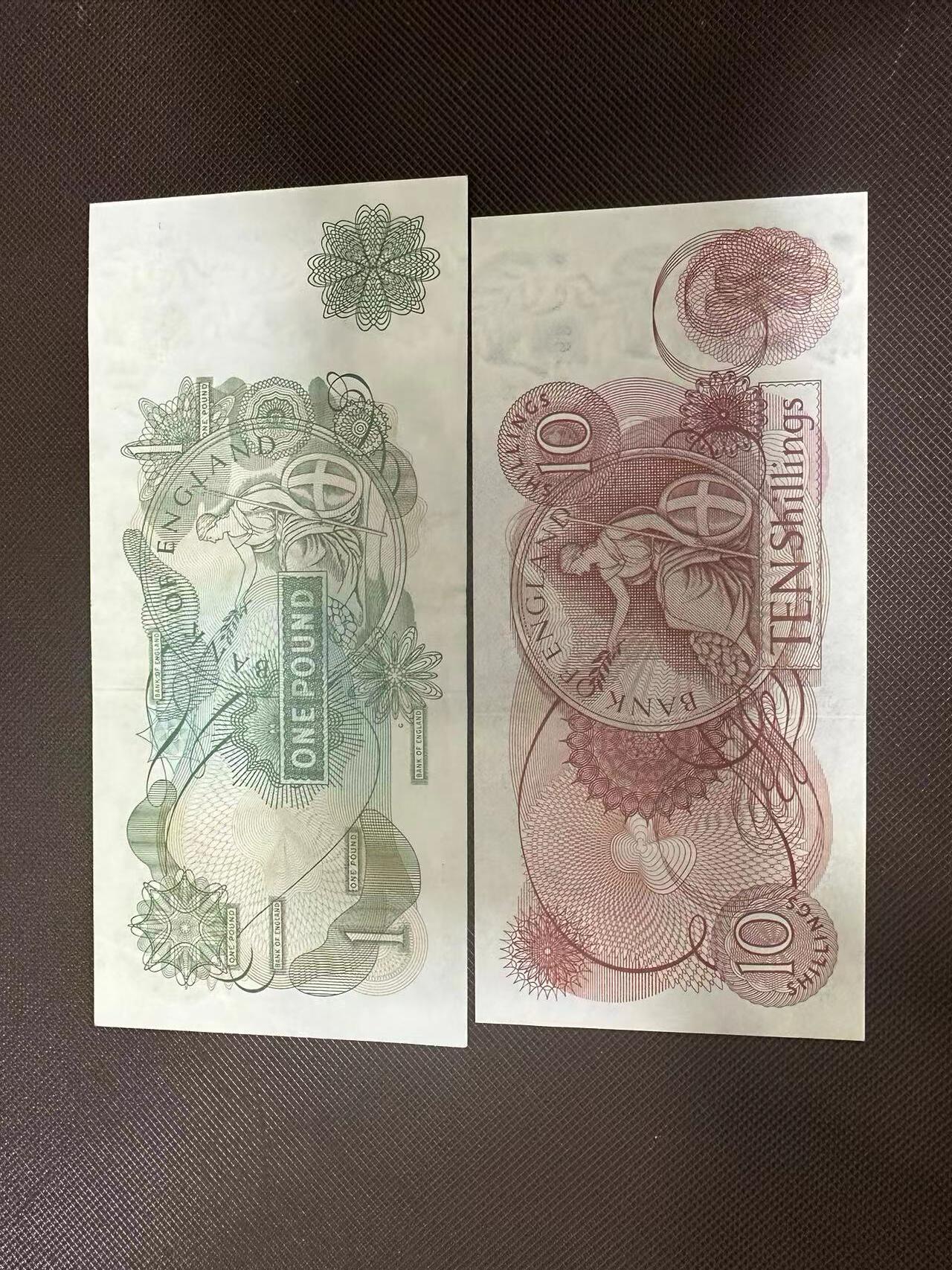 喜羊羊钱币收藏2025第9期(普品场) 英国c序列10先令-1镑  其中10先令为unc有压痕，1镑为au+
