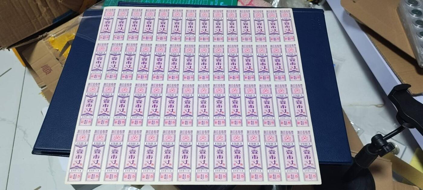 票证拍场，都是整版或者联票 🔥奖售🔥浙江省布票，🔥奖售🔥1983年发行，整版56枚