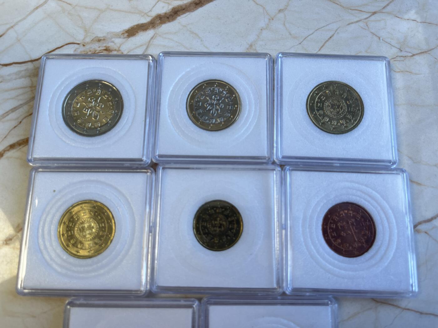 第172期拍卖【长期征集拍品】 葡萄牙2002年8枚纪念币（2欧，1欧，50分，20分，10分，5分，2分，1分）