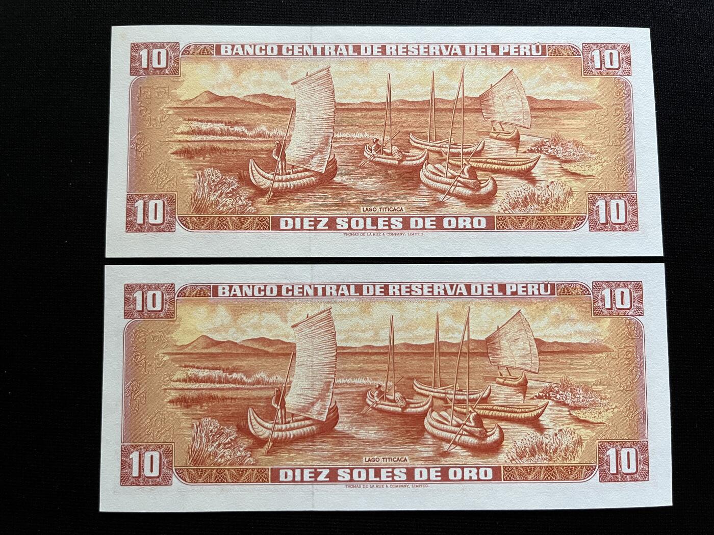 咖啡豆•收藏 2025年Aug_29th世界各国纸币拍卖 2枚 秘鲁 1976年 10索尔 全新UNC 外国纸币