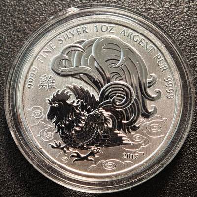 【德藏】世界币章拍卖第143期（拍品征集中~欢迎藏友联系） - 2017年 加拿大生肖鸡年5元纪念银币 直径约：38mm；重1盎司；9999银