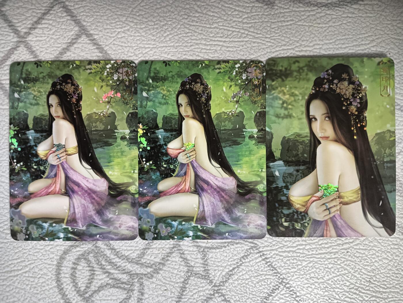 花开卡拍第35期（8月24号周日截拍，品控勿拍!!!拍品不寄存，运费5元，自制卡难免瑕疵，可能存在轻微撞角爆边等出厂瑕疵，品控介意勿拍！） 卡将 欲女传 第九弹 客印月 渐变+近景