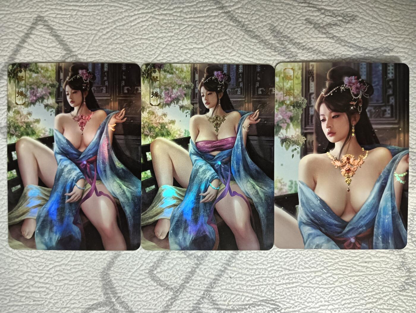 花开卡拍第35期（8月24号周日截拍，品控勿拍!!!拍品不寄存，运费5元，自制卡难免瑕疵，可能存在轻微撞角爆边等出厂瑕疵，品控介意勿拍！） 卡将 欲女传 第十六弹 琴操 渐变+近景