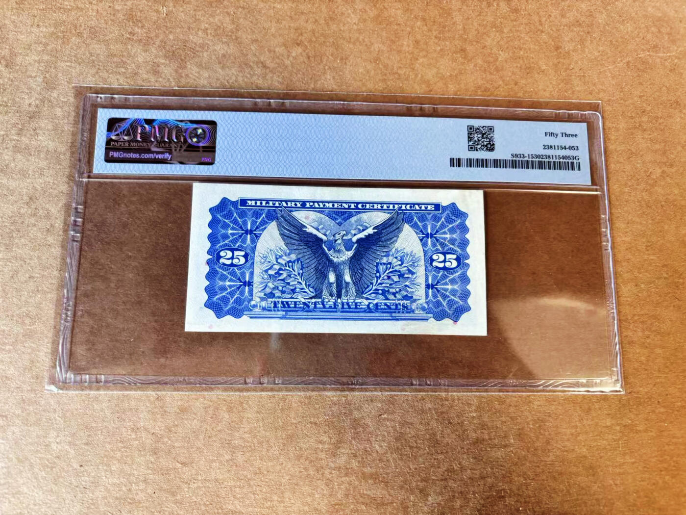【Blue Auction】世界纸币精拍第714期——18级TOP拍卖/信誉/品质/专业/高效💫 美国 25美分军票 PMG53