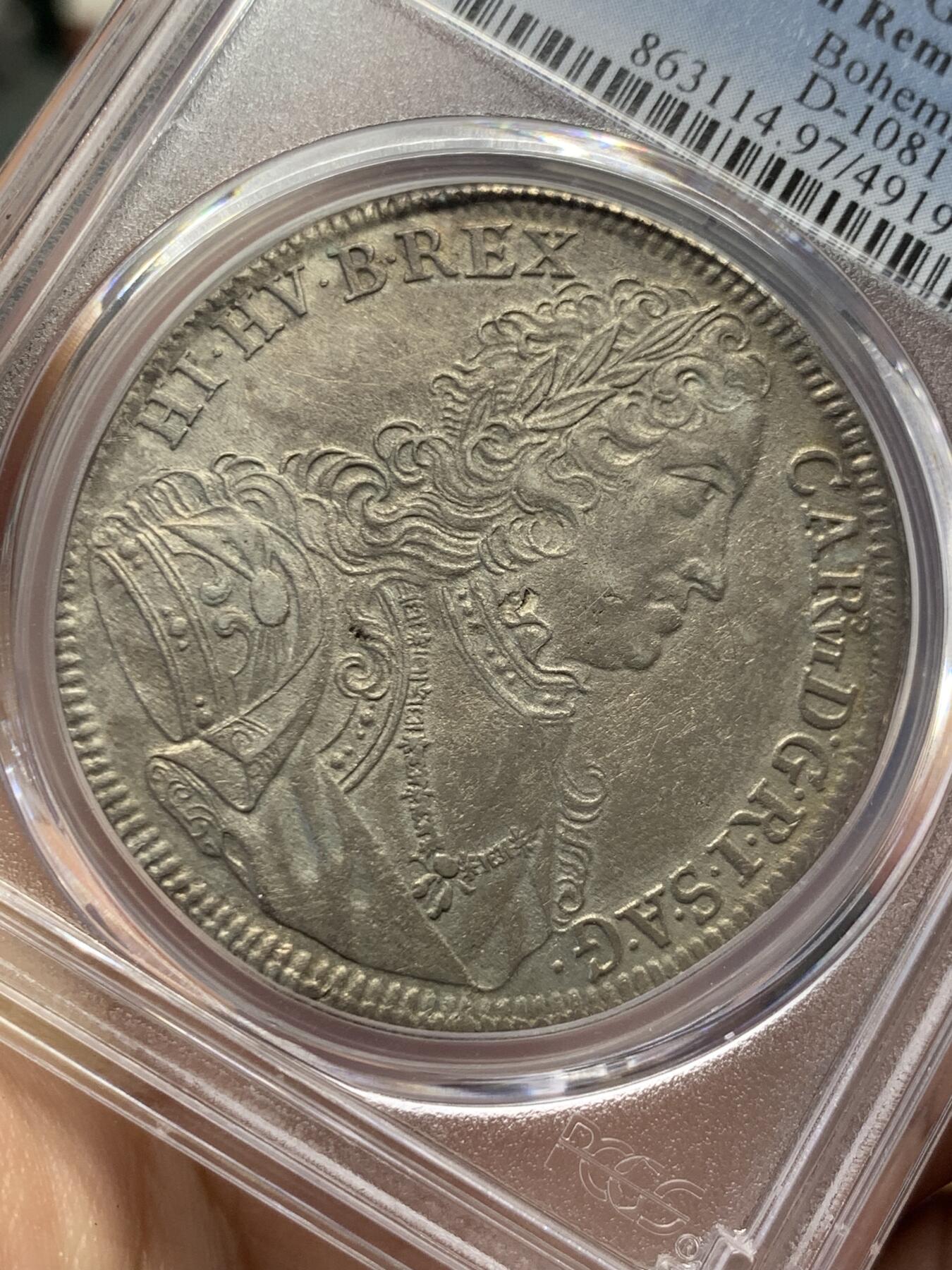 《竞宝斋》第411场 周日，周一，周二，3场连拍 （全场包邮） PCGS XFD 波西米亚 1724 查理六世 泰勒 大银币