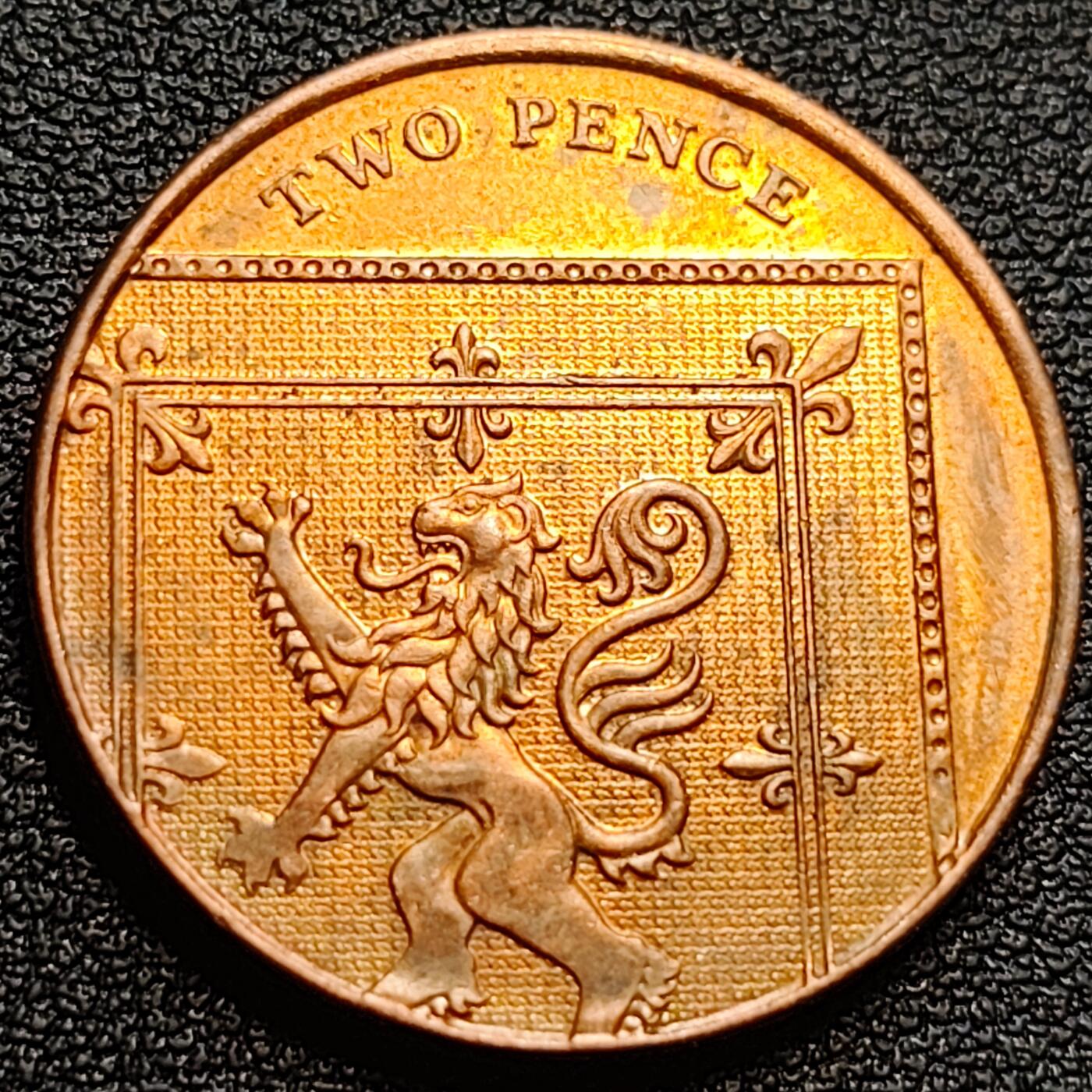 泉币菌-第93场-精品福利场（满包邮条件，下周一发货） 原铜光极美品 2003年 英国2便士铜币26mm 雄狮盾牌版