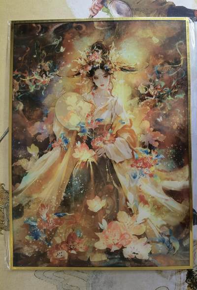 奇趣收藏卡牌拍卖第21场 - 【亲签卡】山河潮玩 雪舟 绘 敦煌十二花神 五月榴花 背面亲签   A4色纸大卡 厚约1.5mm