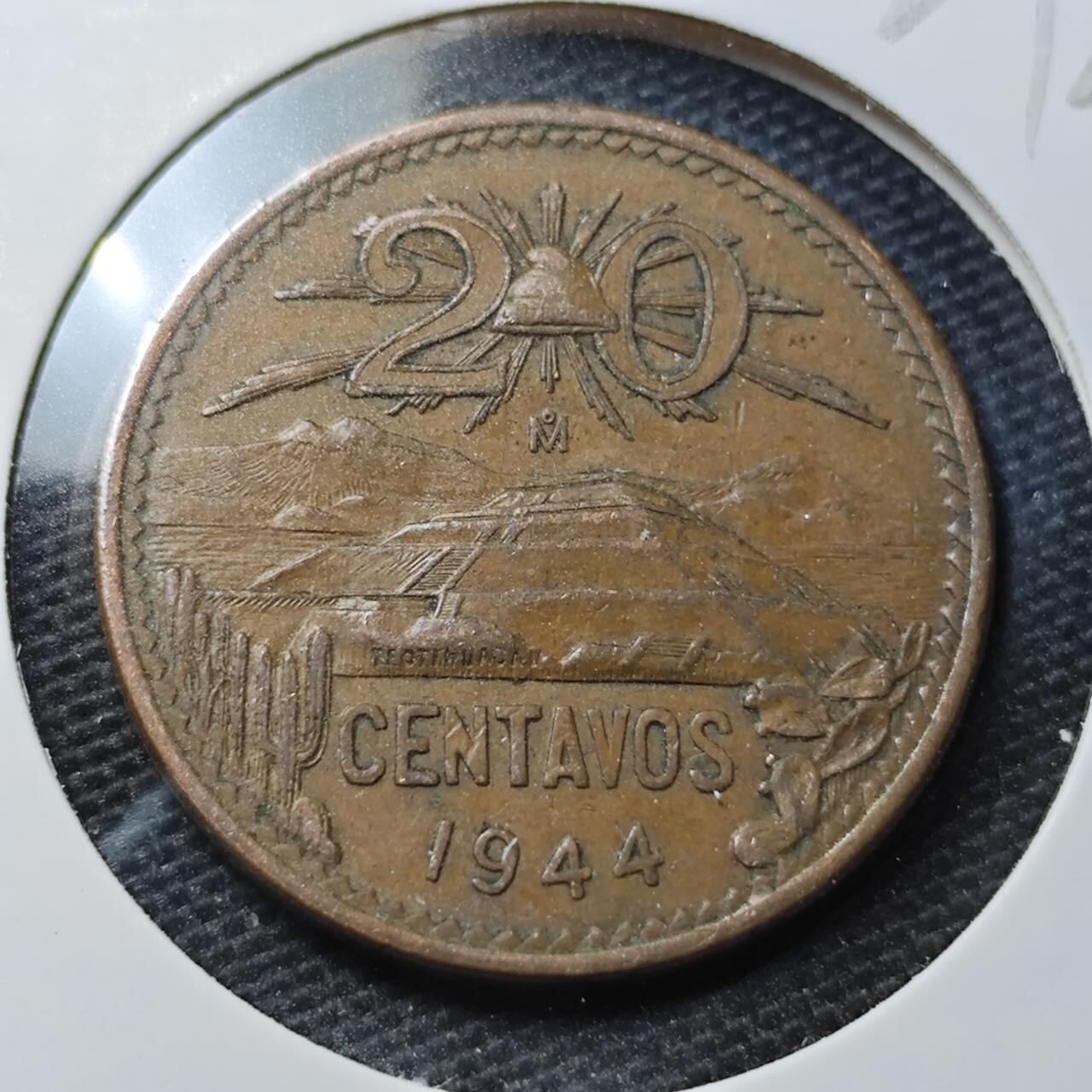 KK钱币收藏小铺 第329期 2月预留时间 周末发货  1944墨西哥20分铜币 通货好品