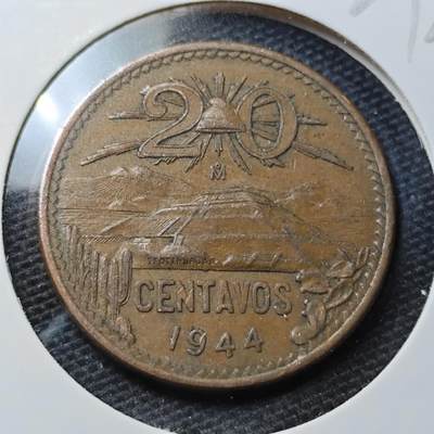 KK钱币收藏小铺 第329期 2月预留时间 周末发货 -  1944墨西哥20分铜币 通货好品