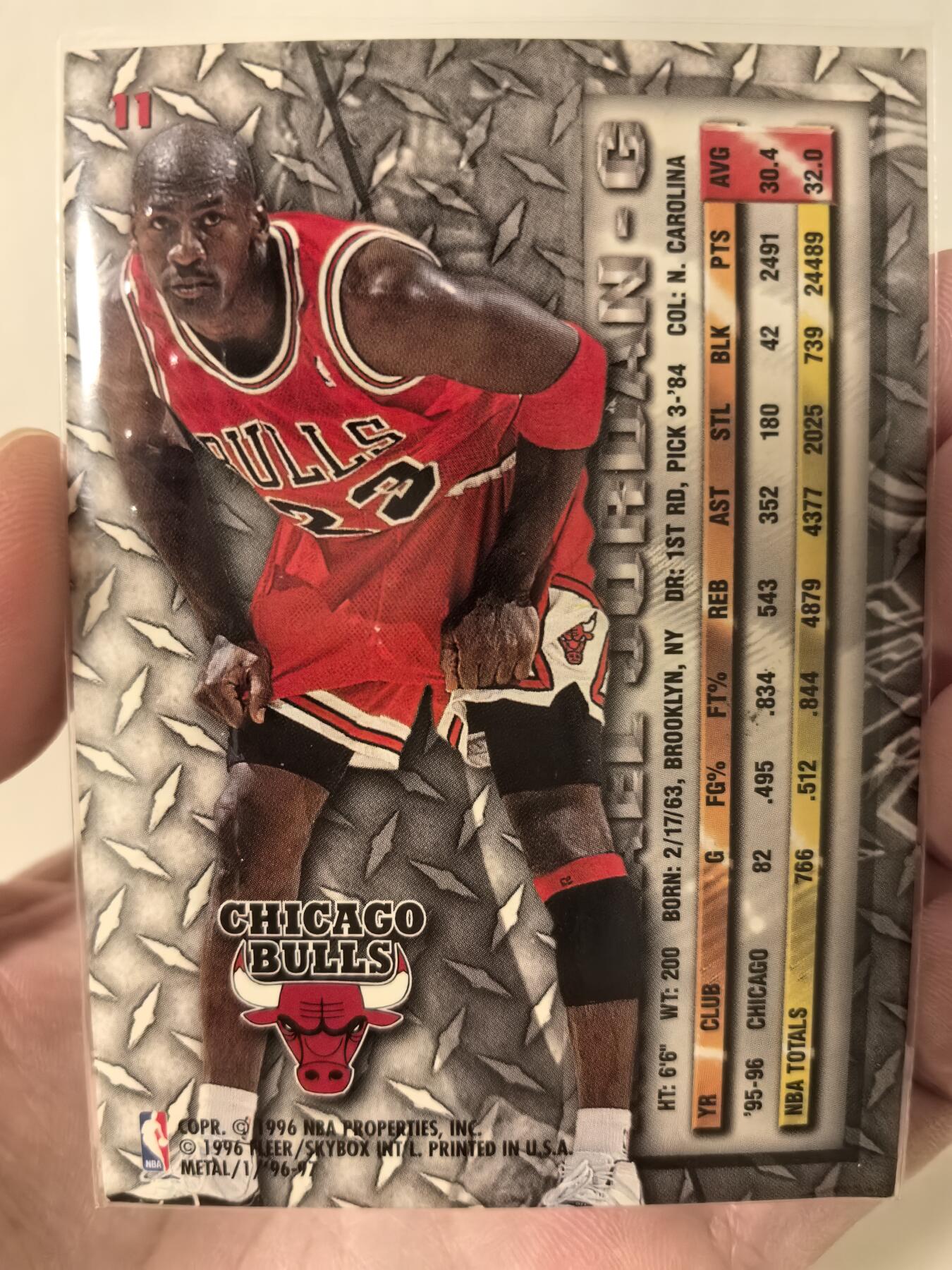 丫丫卡拍第4期（周日21：00截止） 1996年FLEER METAL  NBA  迈克尔乔丹  裸卡