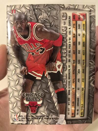 丫丫卡拍-场主生日🎂全场包邮（3月1日22：00截拍） 1996年FLEER METAL  NBA  迈克尔乔丹  裸卡