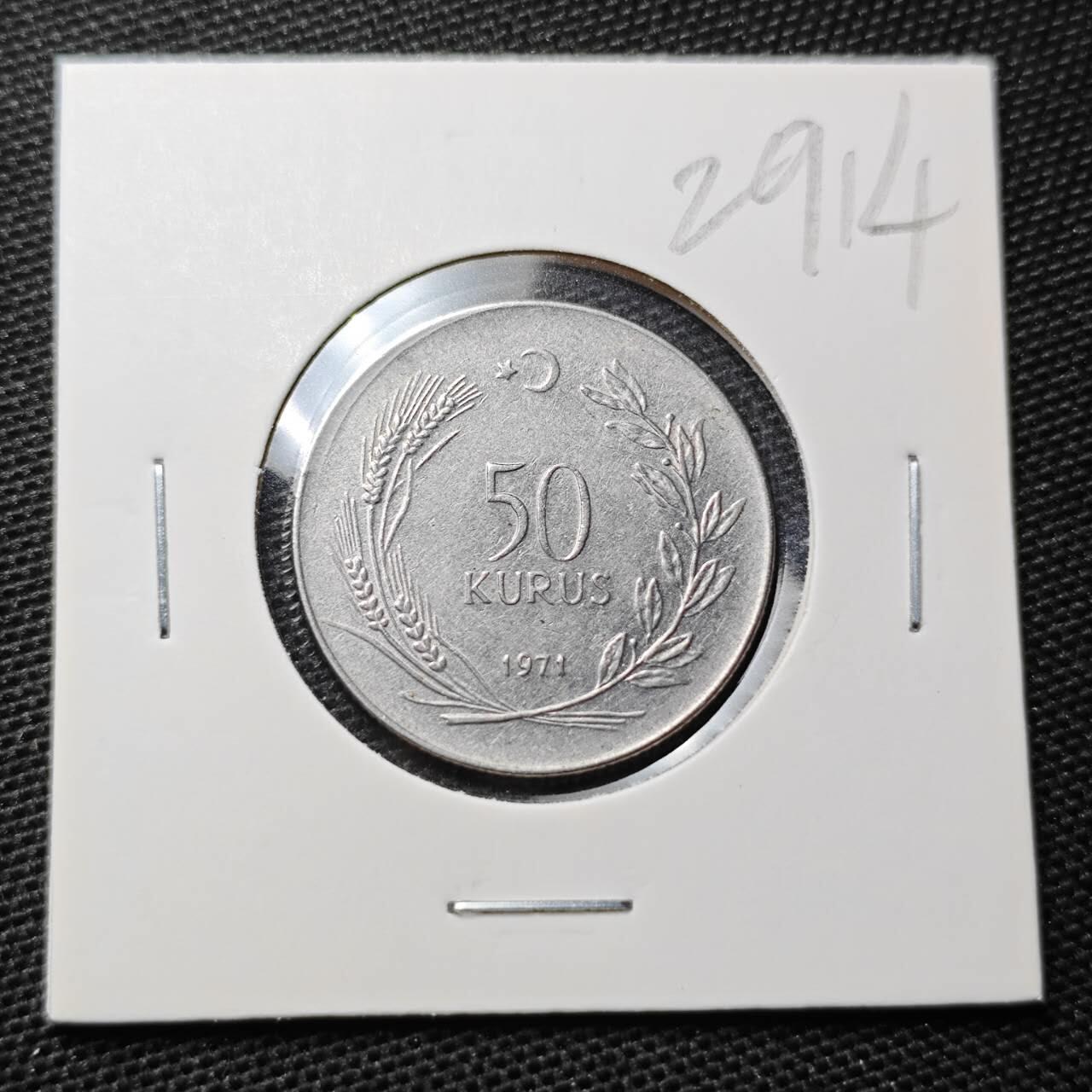 KK钱币收藏小铺 第329期 2月预留时间 周末发货  1971土耳其50库鲁 披纱女士