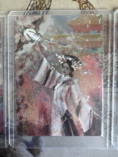 奇趣收藏卡牌拍卖第21场 山河潮玩  嘉宁 殷温娇，延渔 孔雀明王，雪舟 甄嬛  粗闪 各1张 全新覆膜卡夹卡膜保护