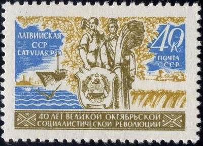 洪涛臻品批发群 精选邮票限时拍卖第1085期  - 1957苏联邮票 拉脱维亚加盟共和国的工人和农庄庄园 原胶新票 品相如图