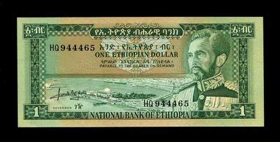 8月25号晚上8点 外国纸币自动截拍第13场 - 全新UNC 埃塞俄比亚1966年1元